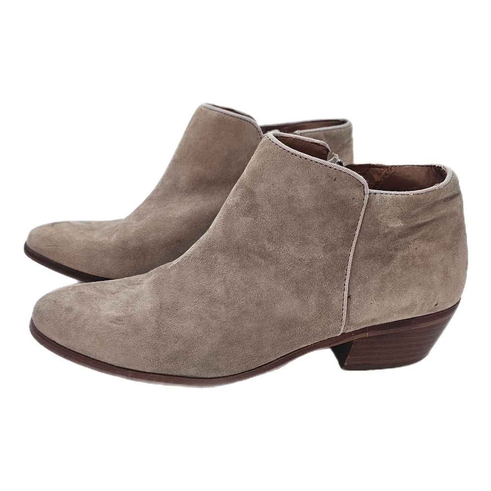 Sam Edelman Petty Putty Suede Ankle Boots Womens 9.5 Zip Booties Neutral Chic